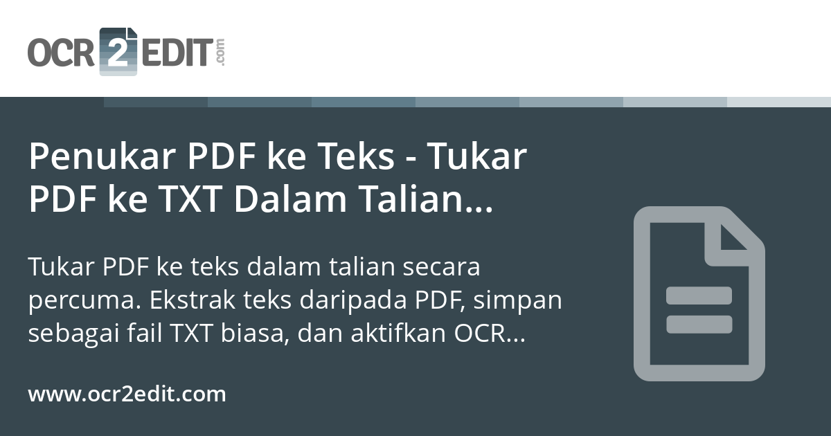 Teks Pdf PDF ke teks - Penukar PDF dalam talian percuma